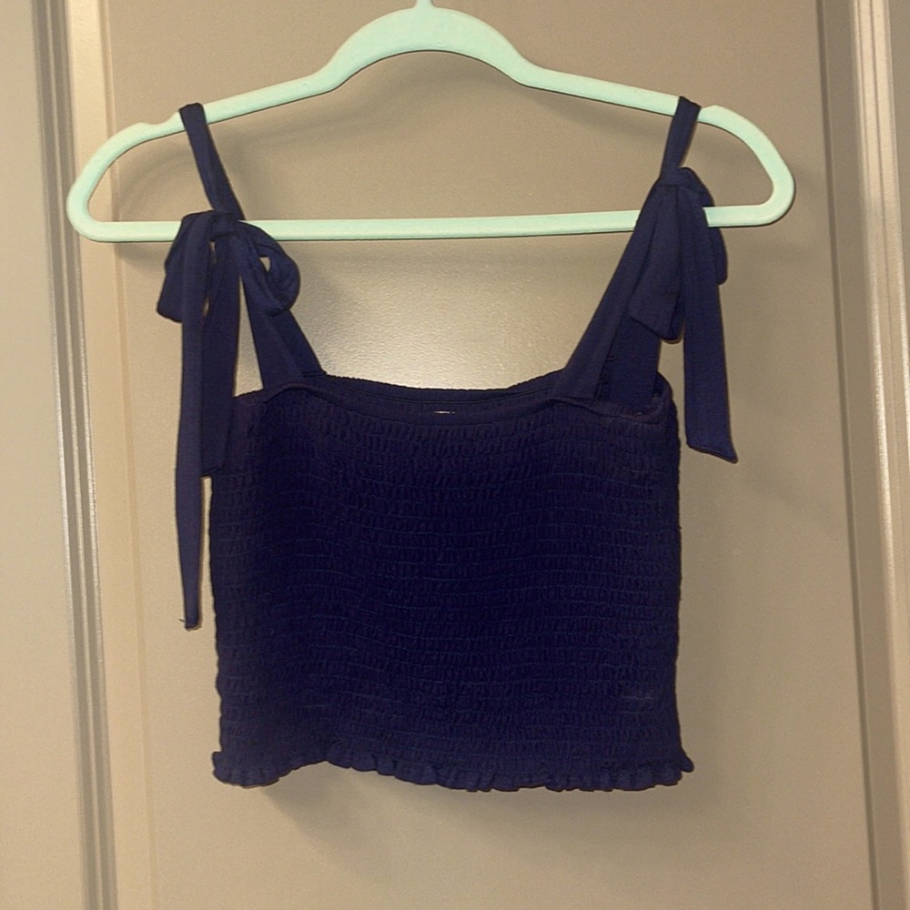 Navy tank top with tie strap
